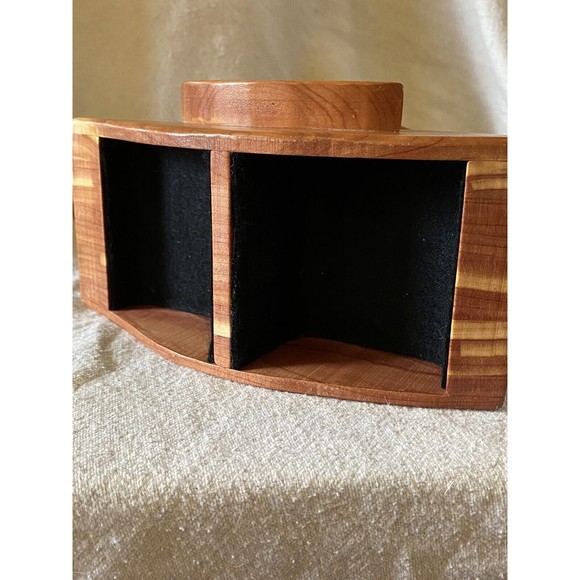Abstract Hand made solid wood jewelry trinket box - Picture 4 of 9